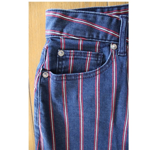 American Eagle NWT Denim Striped Frayed Hem Mini Skirt 8 - Picture 4 of 11